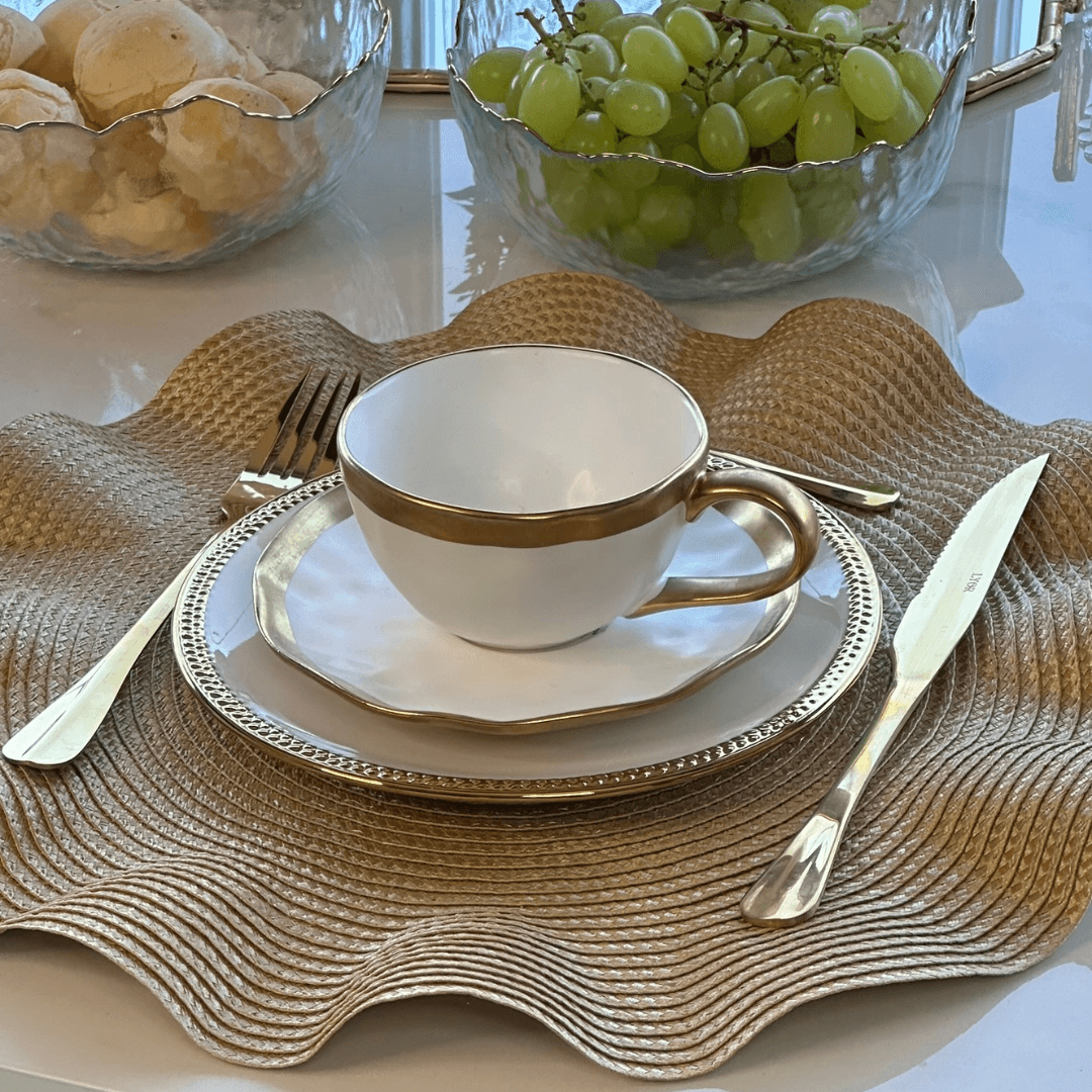Jogo Americano Babado Dourado 38cm