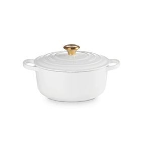 Panela Redonda Signature Branca com Pegador Dourado 20cm Le Creuset