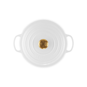Panela Redonda Signature Branca com Pegador Dourado 26cm Le Creuset