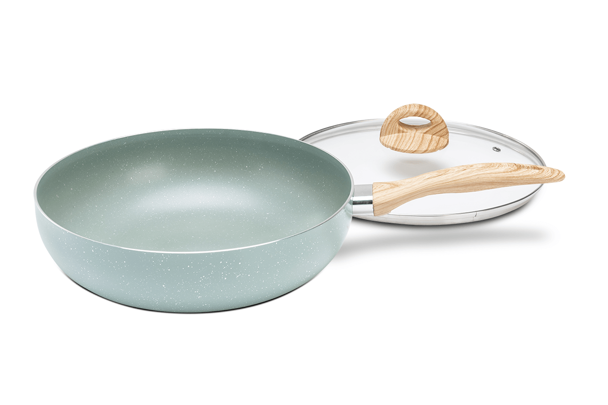 Panela Wok com Tampa Fundo de Indução Botanika Verde 3,4 Litros
