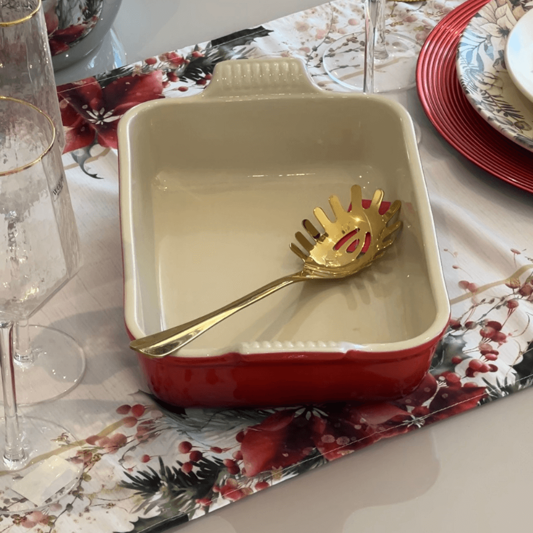 Pegador para Macarrão Positano em Aço Inox Dourado 27,5cm