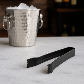 Pinça Pegador de Gelo em Aço Inox Preto 14,5cm x 2cm