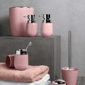 Porta Escova Cromo Belly Com Tampa Rosa Quartz