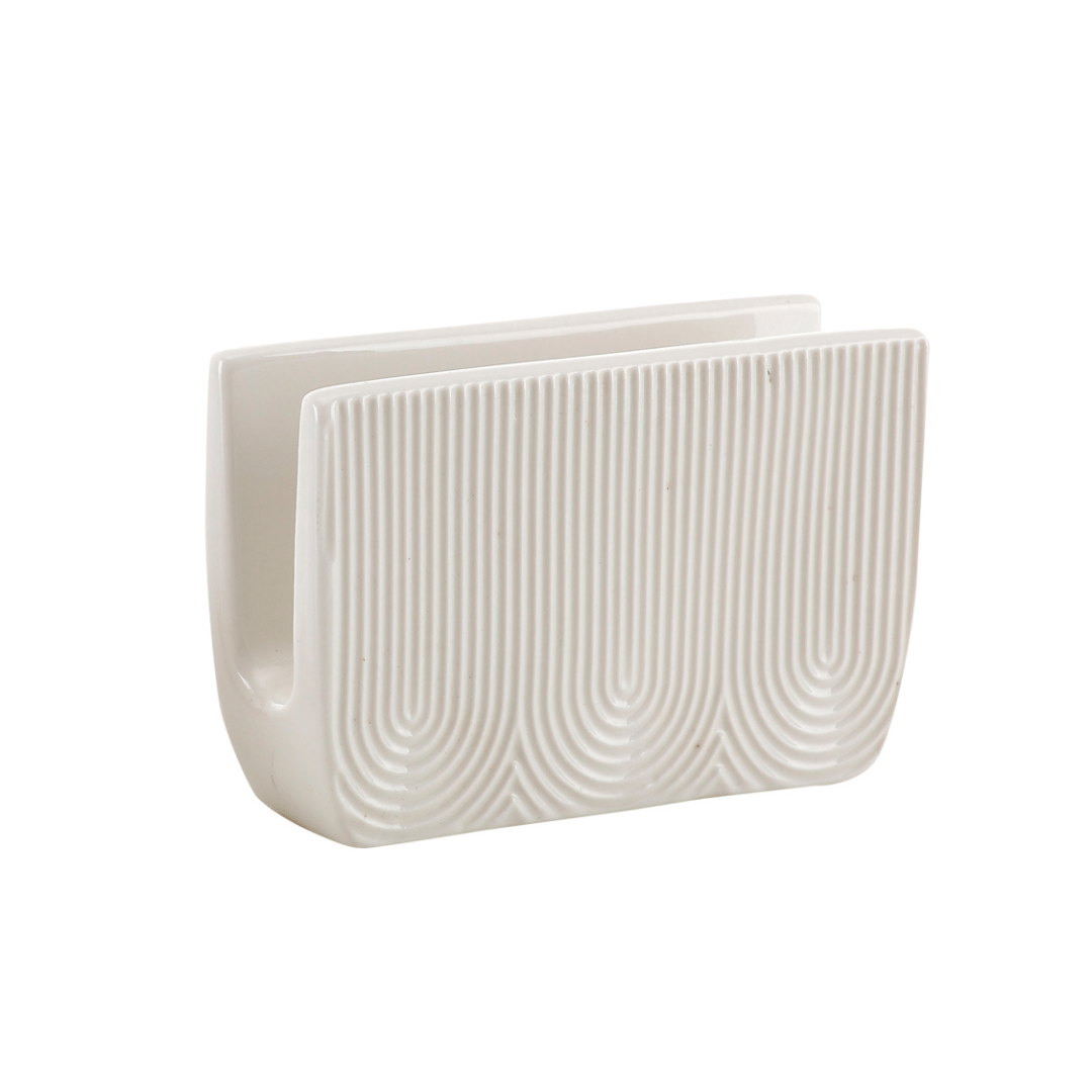 Porta Guardanapos Cerâmica Oasis Branco 12cm