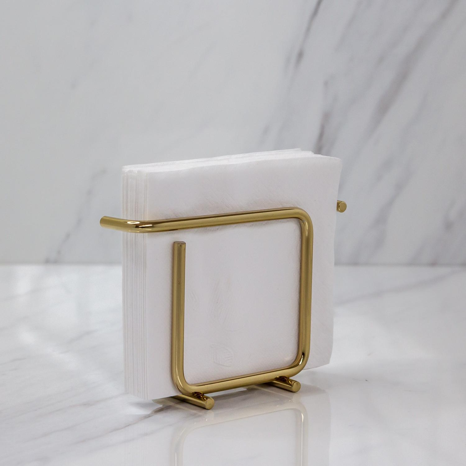 Porta Guardanapos de Papel Pequeno Design Moderno Aço Dourado