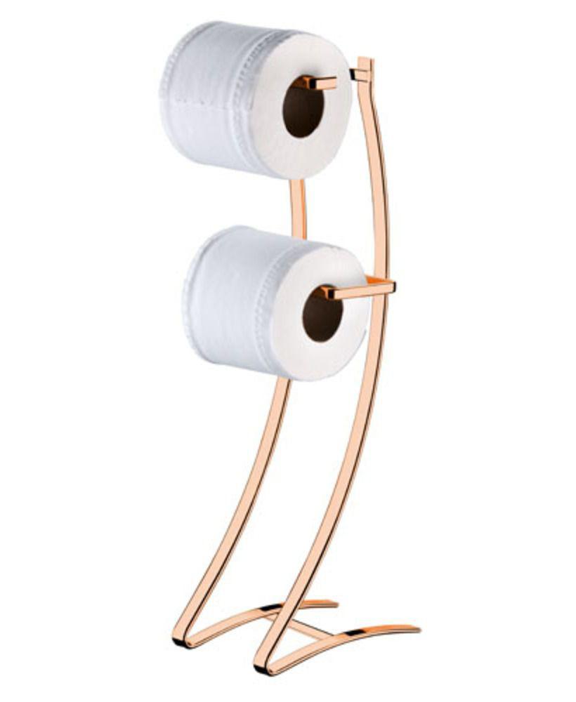 Porta Papel Higiênico Aço Piatina 2 Rolos Rose Gold