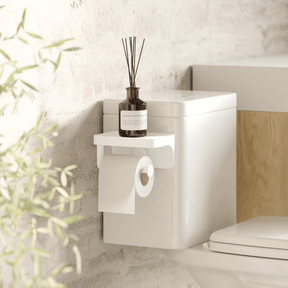 Porta Papel Higiênico com Porta Objeto Fixação Adesivo Branco Linha Flex