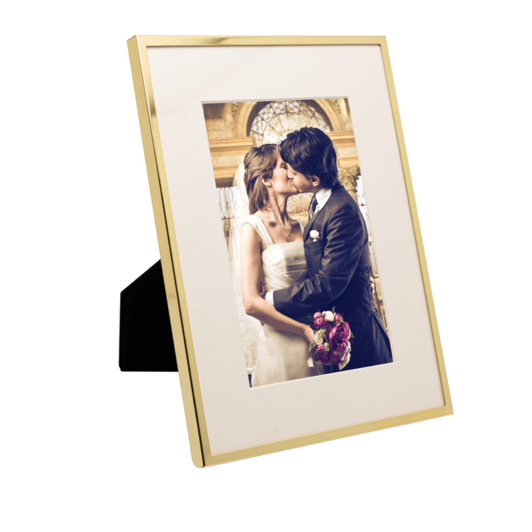 Porta Retrato em Aço Inox Basic Dourado 13cm x 18cm