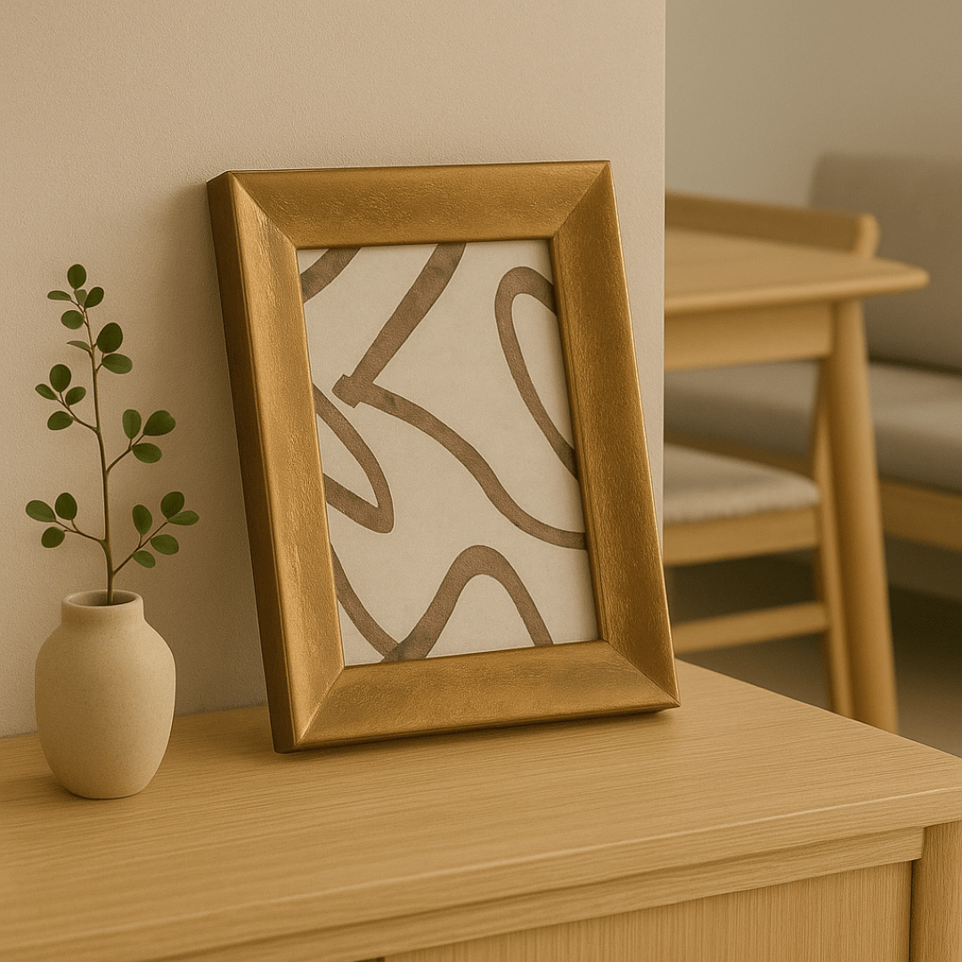 Porta Retrato MDF e Vidro Dourado 10x15