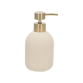 Porta Sabonete Liquido em Cimento Areia e Dourado
