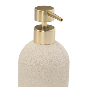 Porta Sabonete Liquido em Cimento Areia e Dourado