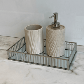 Porta Sabonete Liquido em Polirresina Bege 17cm