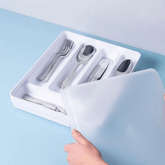 Porta Talheres e Utensílios Organizador de Gaveta em Polipropileno com Tampa Branco Logic