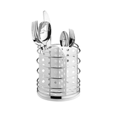 Porta Talheres Utensílios Branco e Cromado 15cm