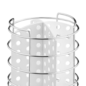 Porta Talheres Utensílios Branco e Cromado 15cm