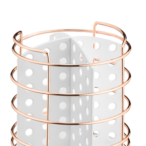 Porta Talheres Utensílios Branco e Rose Gold 15cm