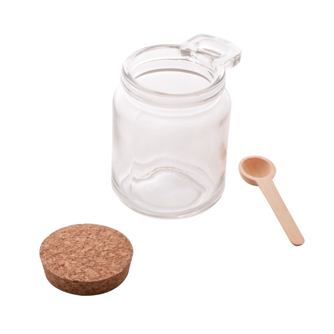 Porta Tempero de Vidro com Colher de Bambu 240ml