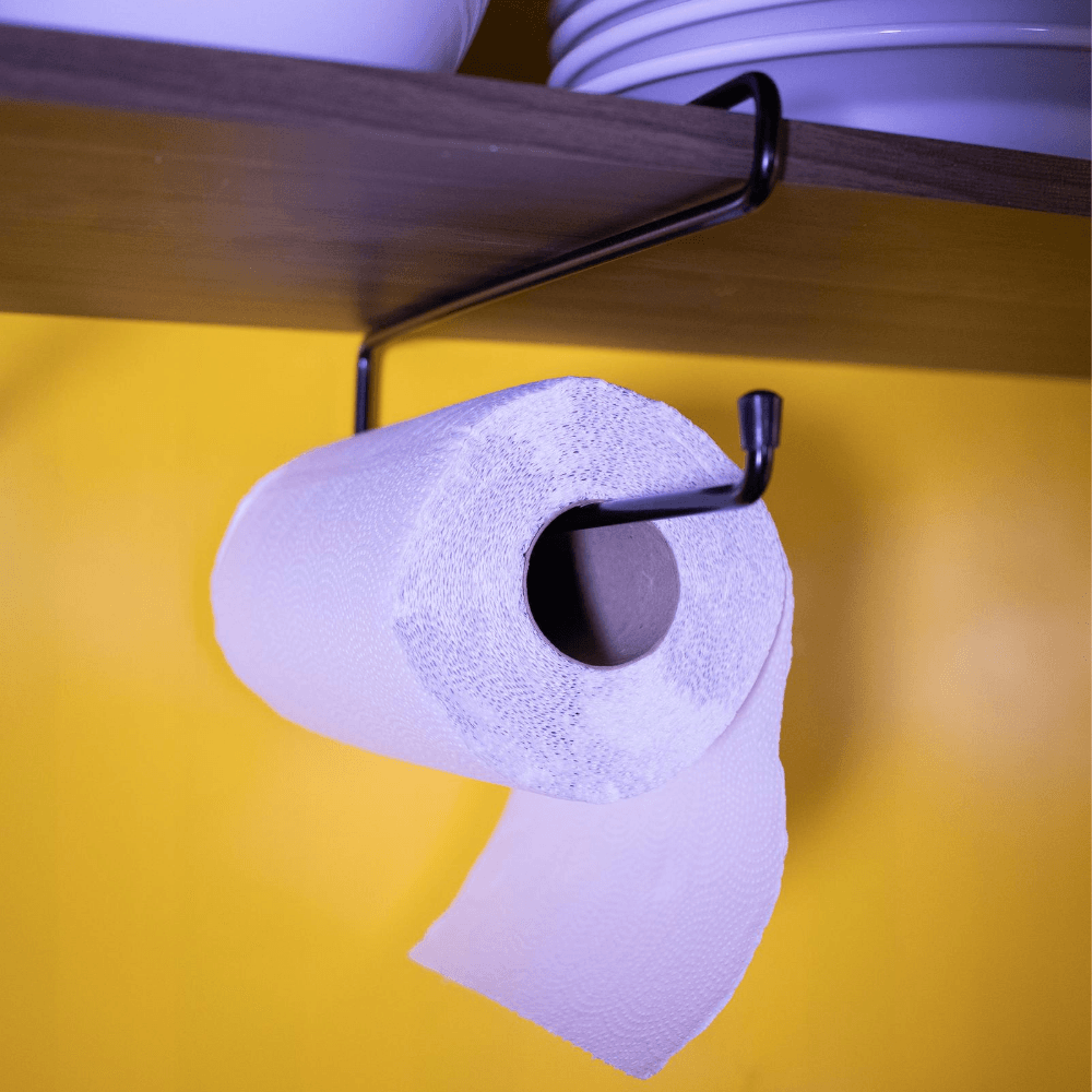 Suporte Papel Toalha Elegance Preto De Encaixar