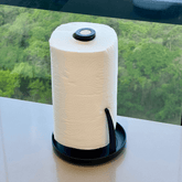 Porta Papel Toalha Lume Plástico e Bambu Preto 24cm