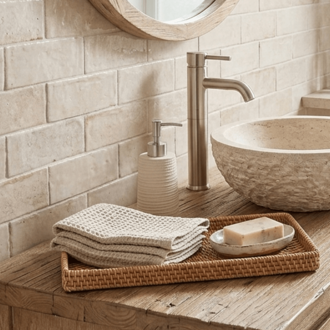 Porta Sabonete Liquido Classic em Cimento Creme 19cm