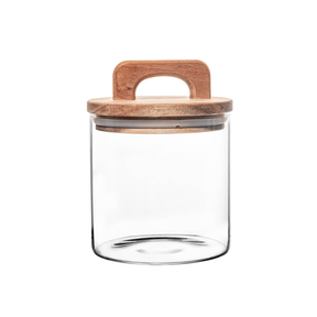 Pote de Vidro com Tampa de Acacia 700ml