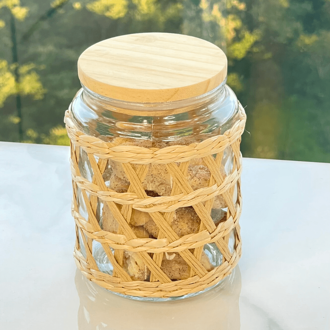 Pote de Vidro com Tampa em Madeira Sisal 750ml