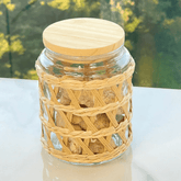 Pote de Vidro com Tampa em Madeira Sisal 750ml