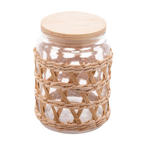 Pote de Vidro com Tampa em Madeira Sisal 750ml