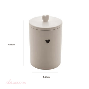 Pote Decorativo de Cerâmica Heart Coração Branco 15cm