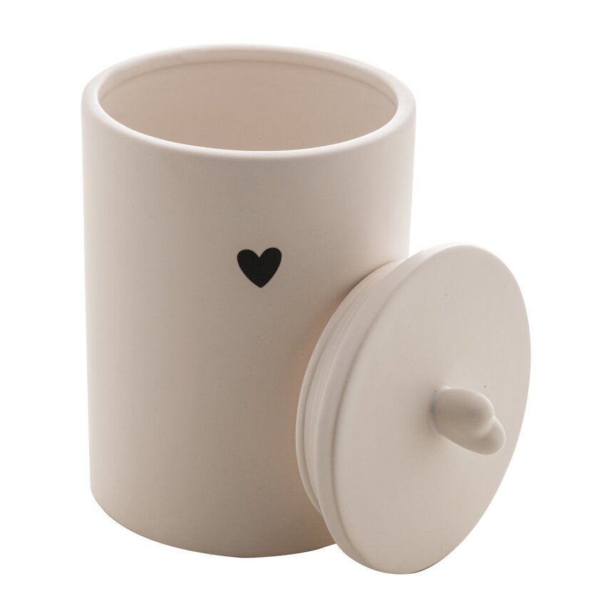 Pote Decorativo de Cerâmica Heart Coração Branco 15cm