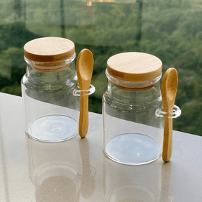 Porta Mantimento em Vidro com Tampa e Colher de Bambu 150ml