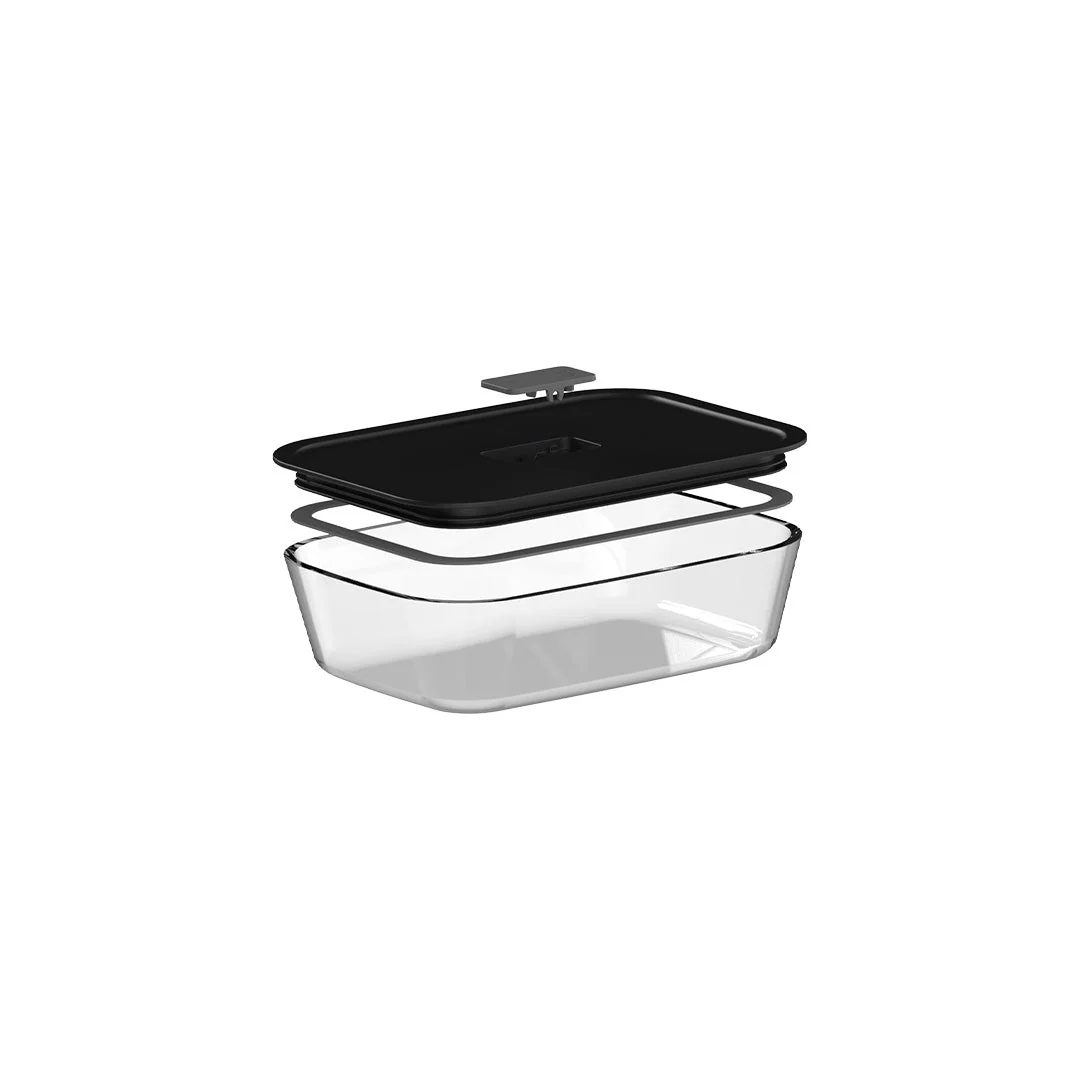 Pote de Vidro Hermético com Tampa Preta Fresh Lock 1,2L