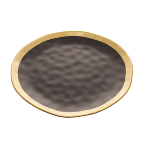 Prato de Sobremesa Dubai Preto e Dourado 21cm