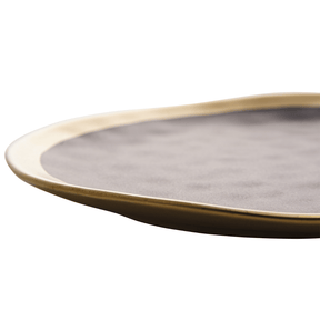 Prato de Sobremesa Dubai Preto e Dourado 21cm