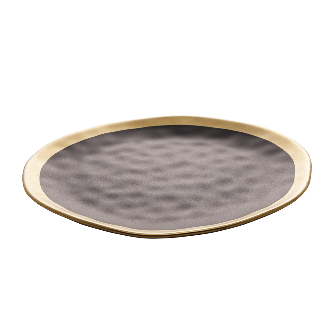 Prato de Sobremesa Dubai Preto e Dourado 21cm