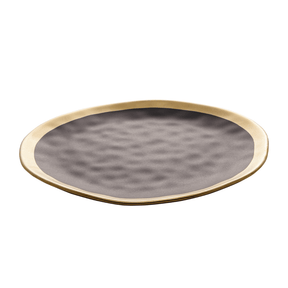 Prato de Sobremesa Dubai Preto e Dourado 21cm