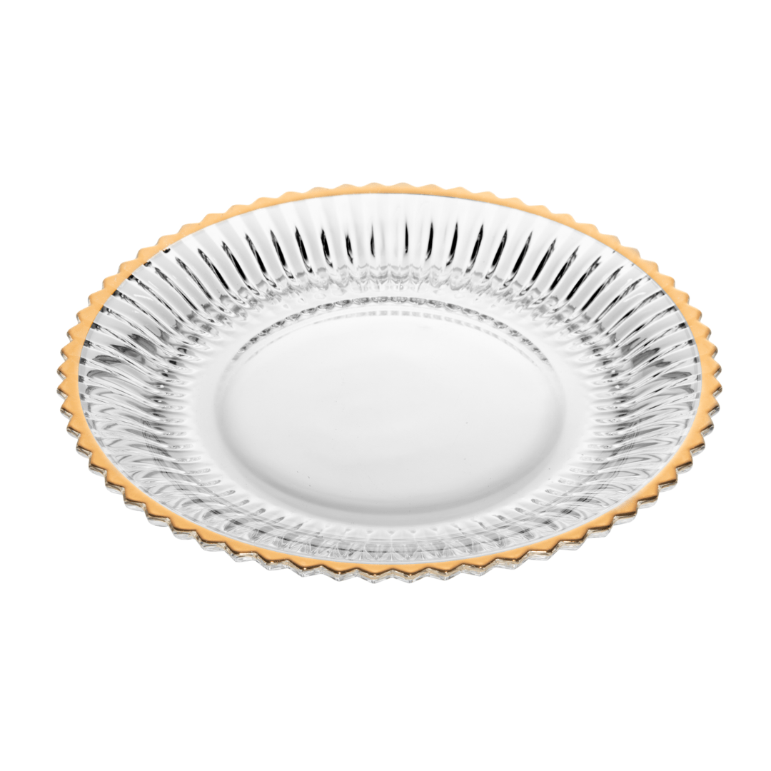 Prato de Sobremesa Imperatriz em Cristal Fio de Ouro 20cm