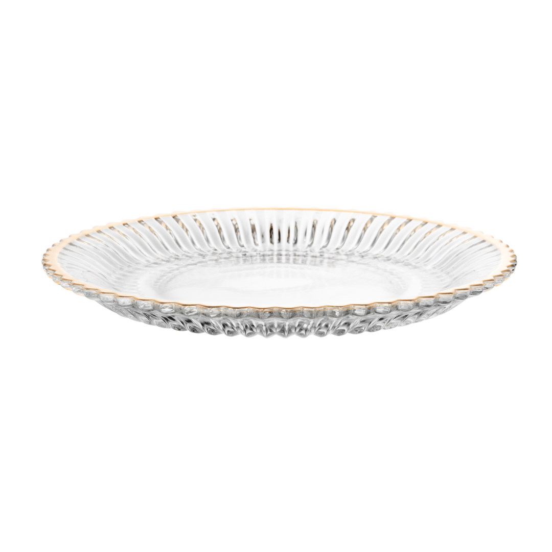 Prato de Sobremesa Imperatriz em Cristal Fio de Ouro 20cm