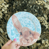 Prato de Sobremesa Páscoa Coelho Sweet Easter Branco e Verde 20cm