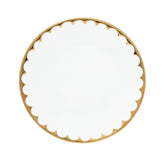 Prato de Sobremesa Porcelana Egg Branca e Dourada 19cm