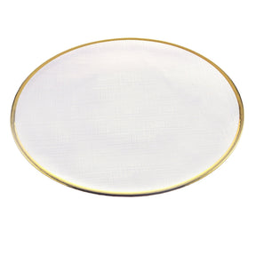 Prato Raso Cristal de Chumbo  Transparente com Borda Dourada Linen 27cm