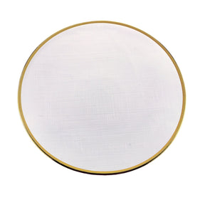 Prato Raso Cristal de Chumbo  Transparente com Borda Dourada Linen 27cm