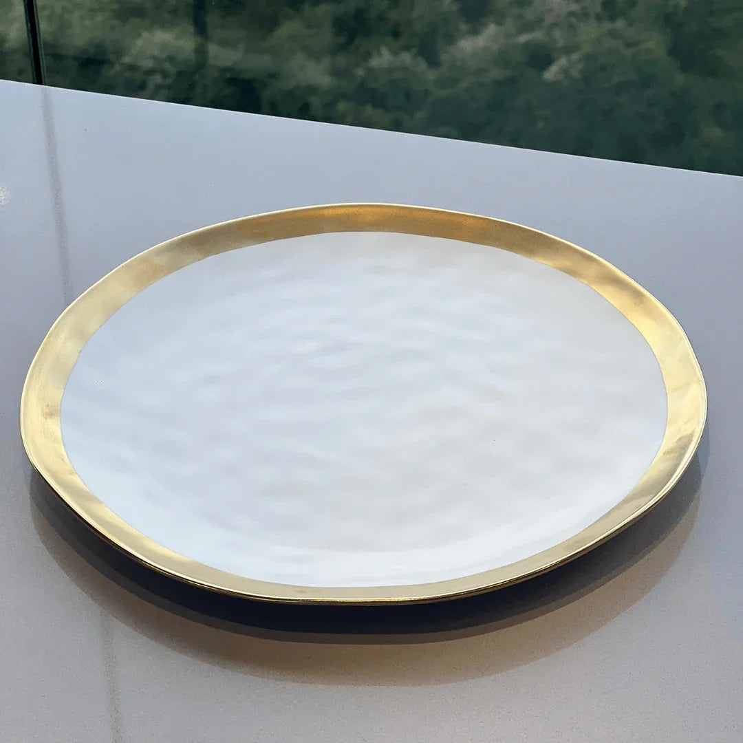 Kit Mesa Posta Dubai Branco e Dourado 3 Peças