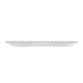 Prato de Sobremesa Coração Porcelana Beads Bolinha Branco - 20 cm