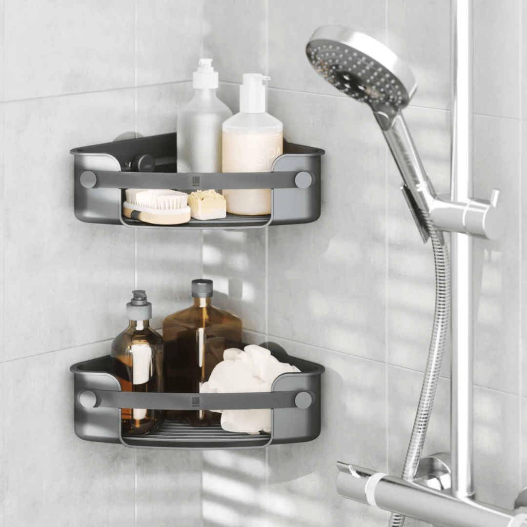 Suporte Porta Shampoo Cantoneira com Adesivo Flex Preto