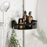 Suporte Porta Shampoo Cantoneira com Adesivo Flex Preto