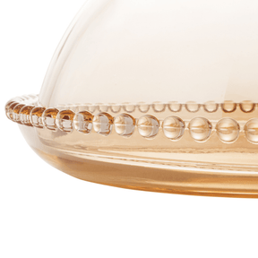 Queijeira Cristal Pearl Bolinha Âmbar - 20 cm
