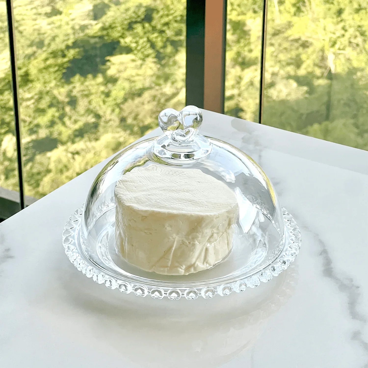 Kit para Mesa Posta de Cristal Pearl Coração 5 Peças
