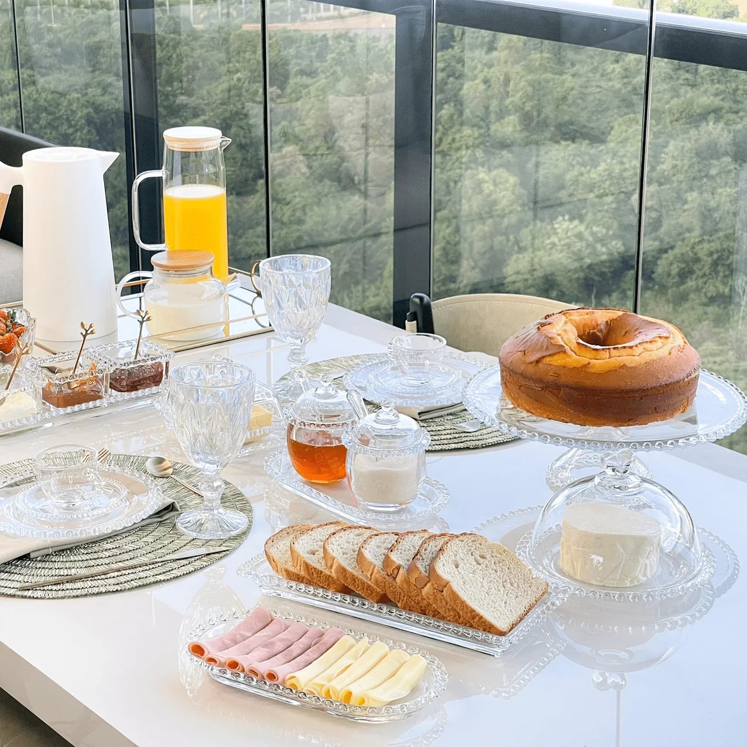 Kit para Mesa Posta de Cristal Pearl Coração 5 Peças