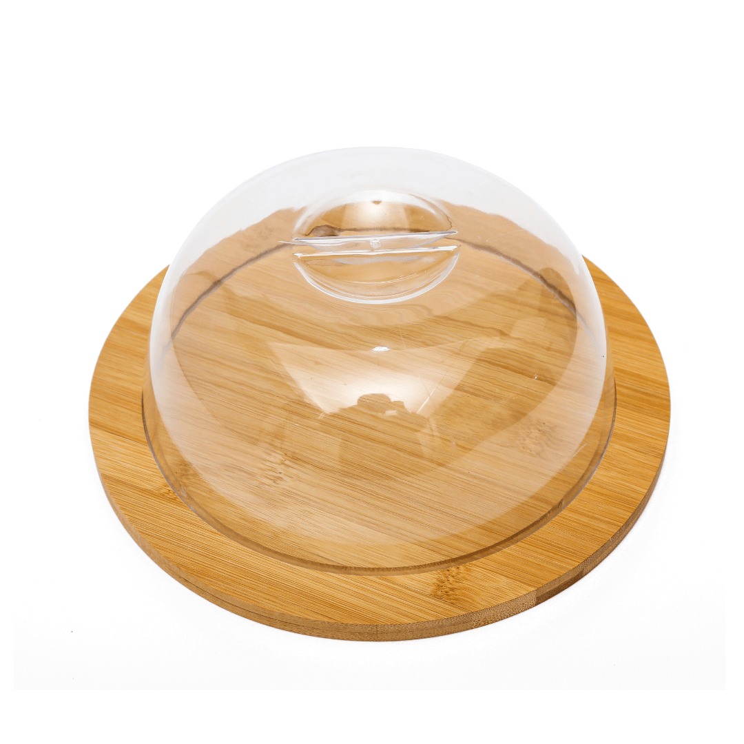 Queijeira Porta Queijo de Bambu com Tampa 20,5cm